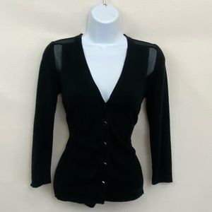 New York & Company Black Sheer Panel Cardigan Size XS P-15